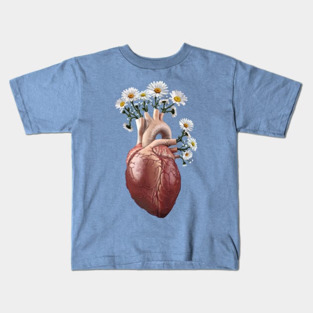 Heart and daises Kids T-Shirt by Woojah_art